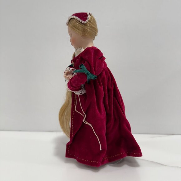 Danbury Mint Rapunzel Porcelain Doll Storybook Red Dress Stand Box 8.5" - Picture 5 of 10